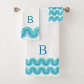 Hip Violet Blauwgroen Blue Turquoise Green Wave Pa Bad Handdoek (Insitu)