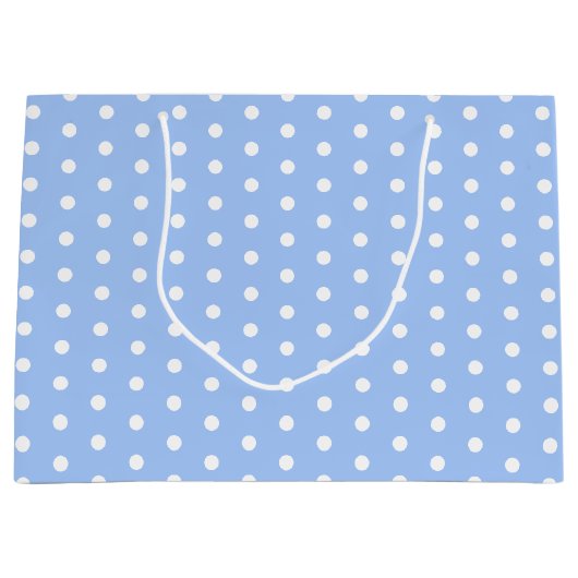 Hip White Fifties Retro Polka Dots on Baby Blue Groot Cadeauzakje (Voorkant)