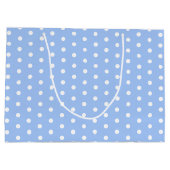 Hip White Fifties Retro Polka Dots on Baby Blue Groot Cadeauzakje (Achterkant)