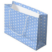 Hip White Fifties Retro Polka Dots on Baby Blue Groot Cadeauzakje (Voorkant Gekanteld)