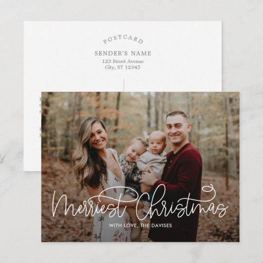 Hip Writing Merriest Christmas Briefkaart (Voorkant / Achterkant)