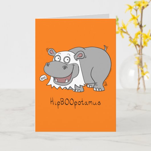 HipBOOpotamus - Halloween Hippo Wenskaart Kaart (Gele Bloem)