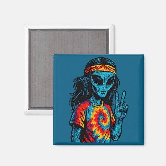 Hipe Alien Tie-dye Design  Magneet (Voorkant / Achterkant)