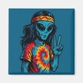 Hipe Alien Tie-dye Design  Magneet (Voorkant)