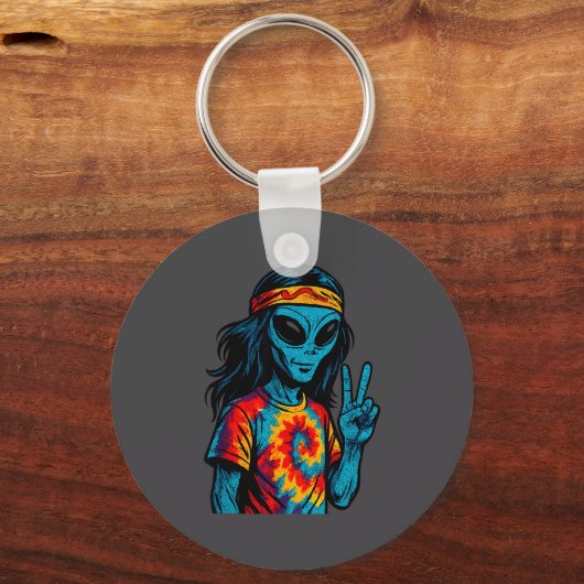 Hipe Alien Tie-dye Design  Sleutelhanger (Voorkant)