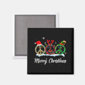 Hipe Peace Sign Santa Hat Reindeer Merry Christmas Magneet (Voorkant / Achterkant)