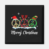 Hipe Peace Sign Santa Hat Reindeer Merry Christmas Magneet (Voorkant)