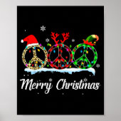 Hipe Peace Sign Santa Hat Reindeer Merry Christmas Poster (Voorkant)