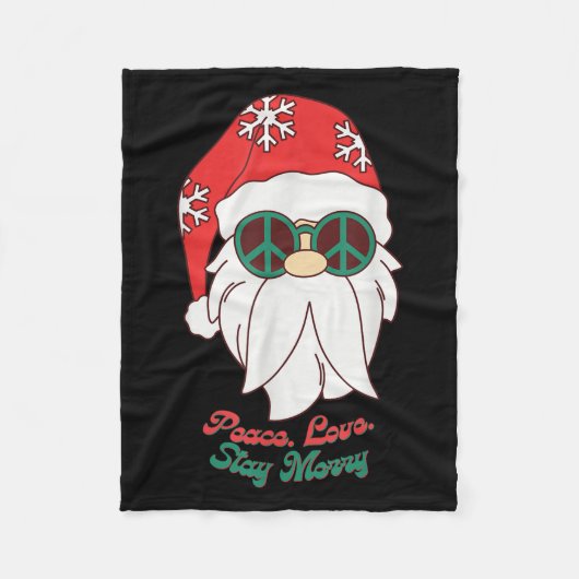 Hipe Santa Groovy Peace Sign Funny Christmas  Fleece Deken (Voorkant)