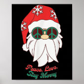 Hipe Santa Groovy Peace Sign Funny Christmas Poster (Voorkant)