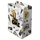 Hiphop 1e verjaardag | De Grote Zwart & Goud Medium Cadeauzakje (Achterkant Gekanteld)