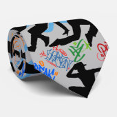 HipHop 50. Dans Patroon. Grijs BG Stropdas (Opgerold)