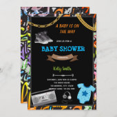 Hiphop baby shower card-uitnodiging kaart (Voorkant / Achterkant)