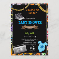Hiphop baby shower card-uitnodiging