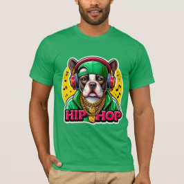 HIPHOP BOSTON TERRIER GREEN T-SHIRT