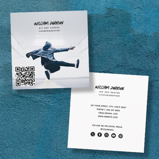 Hiphop Choreograaf Foto QR Code Social Media Vierkante Visitekaartje