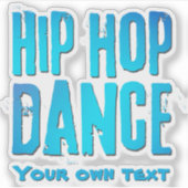 Hiphop dance muziek neon blauw sticker (Voorkant)