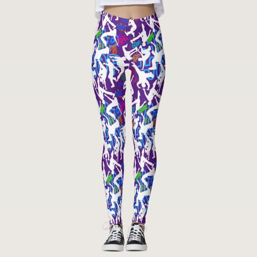 HipHop Dance Pattern.w B Paarse BG Leggings (Voorkant)
