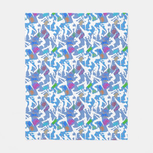 HipHop Dance Pattern.w L Blauw BG Fleece Deken (Voorkant)