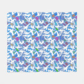HipHop Dance Pattern.w L Blauw BG Fleece Deken (Voorkant (Horizontaal))