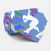 HipHop Dance Pattern.w L Blauw BG Stropdas (Opgerold)