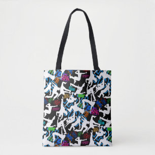 HipHop Dance Pattern.w Zwart BG Tote Bag