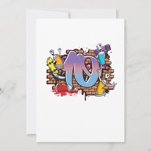 Hiphop Dancer Graffiti Artist Typography 10th Birt Kaart (Voorkant)