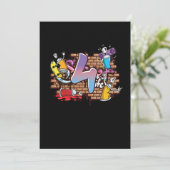 Hiphop Dancer Graffiti Artist Typography 4th Birth Kaart (Staand voorkant)