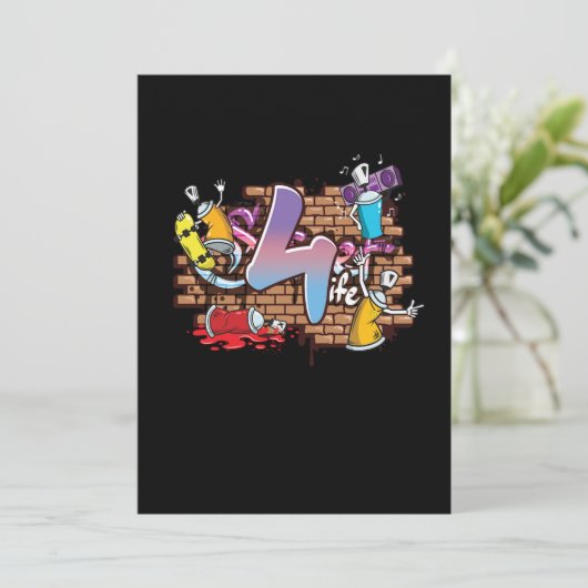 Hiphop Dancer Graffiti Artist Typography 4th Birth Kaart (Staand voorkant)