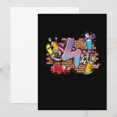 Hiphop Dancer Graffiti Artist Typography 4th Birth Kaart (Voorkant / Achterkant)