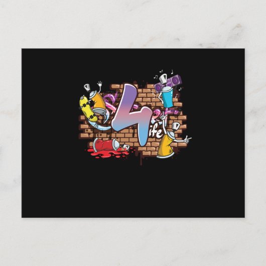 Hiphop Danser Graffiti Kunstenaar Typografie 4e Ve Briefkaart (Voorkant)
