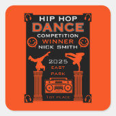 Hiphop danswedstrijd vierkante sticker (Voorkant)