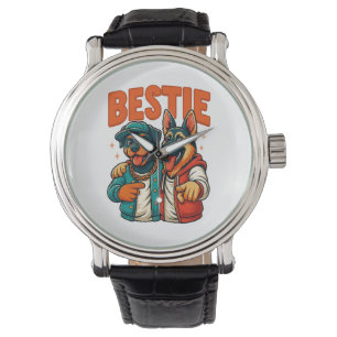 Hiphop Dog Besties Shirt voor Vrienden T-shirt Horloge