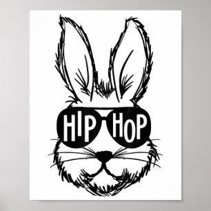 Hiphop Happy Easter Bunny Gezicht met Sungles Mann Poster