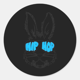 Hiphop Happy Easter Bunny Gezicht met Sungles Mann Ronde Sticker
