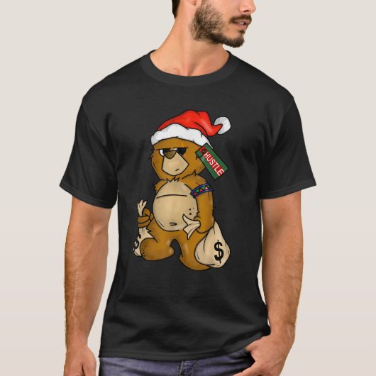 Hiphop kleding Mannen Hipster Santa Teddy Bear Rap T-shirt (Voorkant)