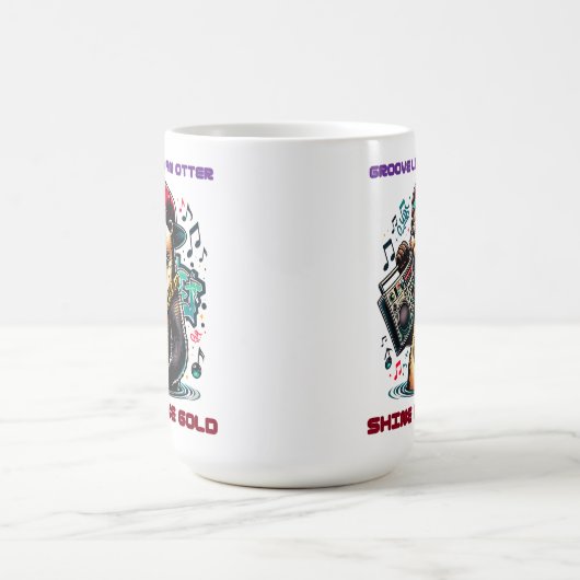 Hiphop Otter met Boombox en Gouden Ketting Koffiemok (Center)