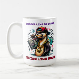 Hiphop Otter met Boombox en Gouden Ketting Koffiemok