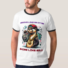 Hiphop Otter met Boombox en Gouden Ketting T-shirt