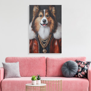 Hiphop Shetland Sheepdog   Sheltie Canvas Afdruk