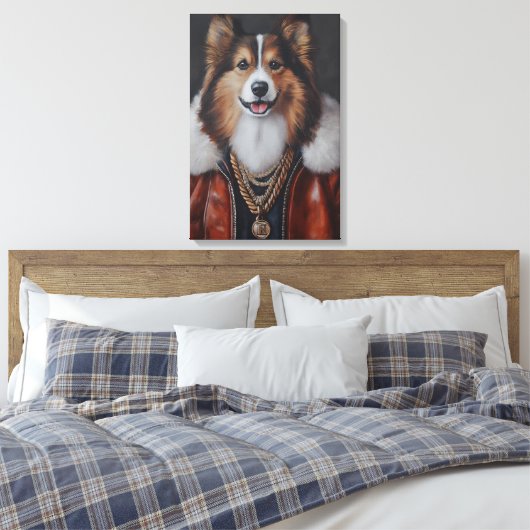 Hiphop Shetland Sheepdog | Sheltie Canvas Afdruk (Insitu (Slaapkamer))