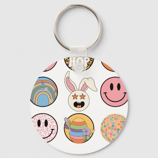 hiphop smiley, retro, vintage sleutelhanger (Voorkant)