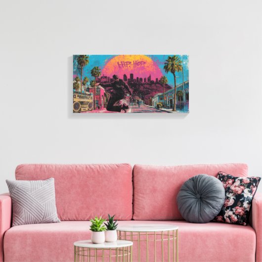 Hiphop Sunrise: het centrum van LA Vibes Canvas Afdruk (Insitu (Woonkamer))