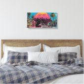 Hiphop Sunrise: het centrum van LA Vibes Canvas Afdruk (Insitu (Slaapkamer))