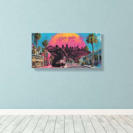 Hiphop Sunrise: het centrum van LA Vibes Canvas Afdruk (Insitu (Houten vloer))