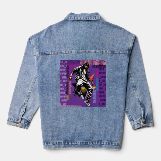 hiphop-typo denim jacket (Achterkant)