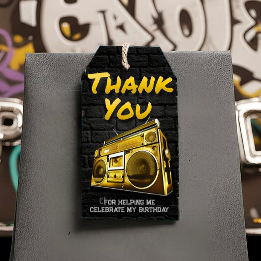Hiphop Verjaardag - Favor Tag Cadeaulabel