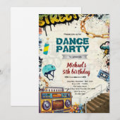Hiphop verjaardagsfeest uitnodiging (Voorkant / Achterkant)