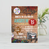 Hiphop verjaardagsfeestje uitnodiging (Staand voorkant)