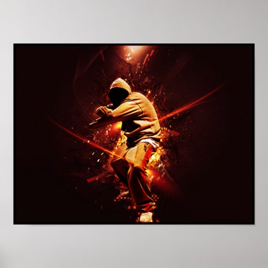 hiphopbreker in brand poster (Voorkant)